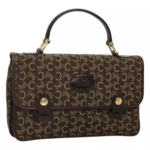 CELINE C Sulky Hand Bag Brown Gold Auth 115556 - Picture 1 of 16